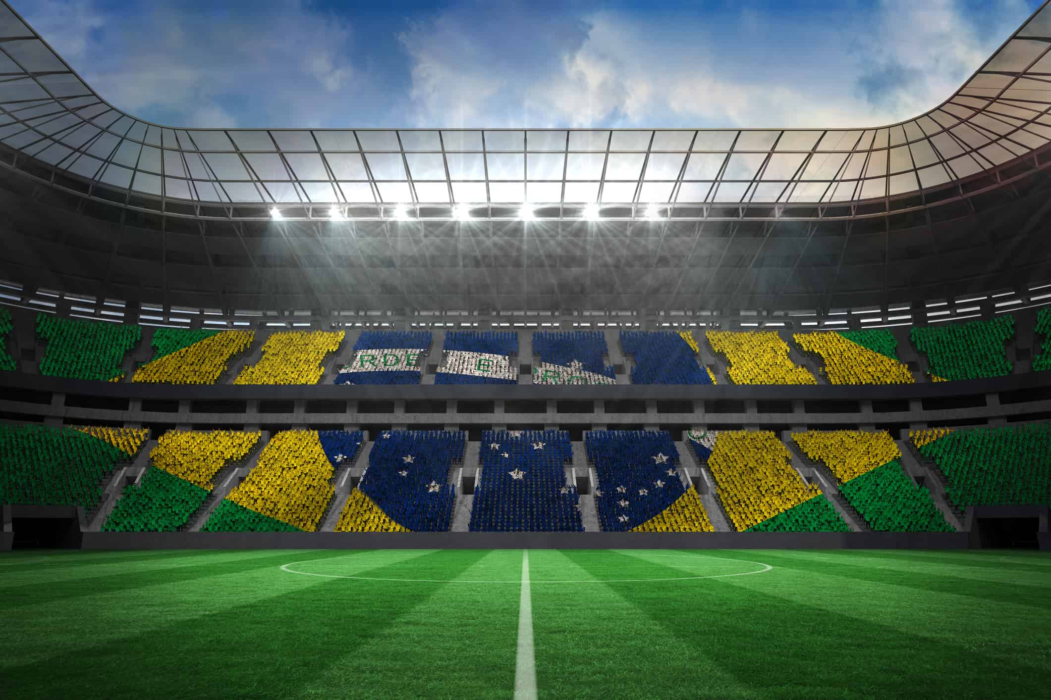 Grande stadio di calcio con tifosi brasiliani