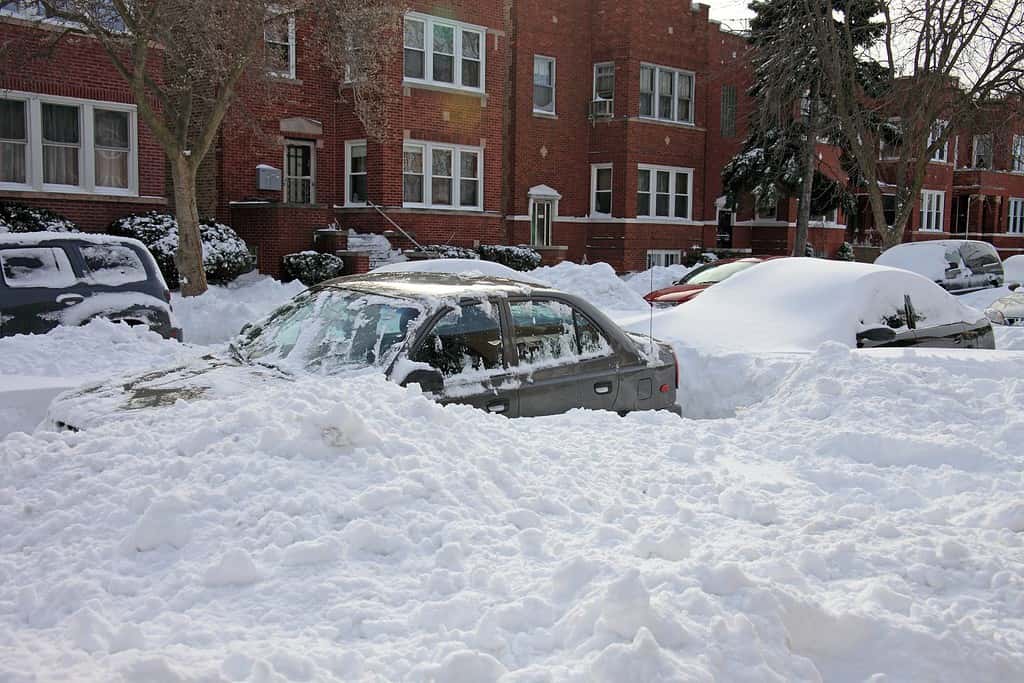 Chicago blizzard 2011, auto nella neve per le strade cittadine