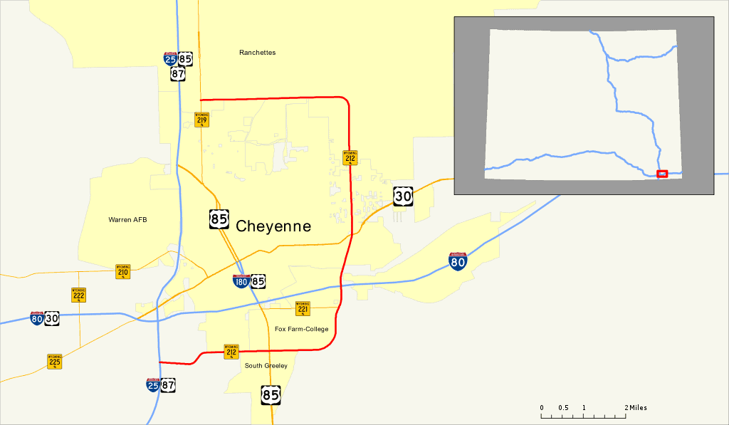Mappa della WY Hwy 212