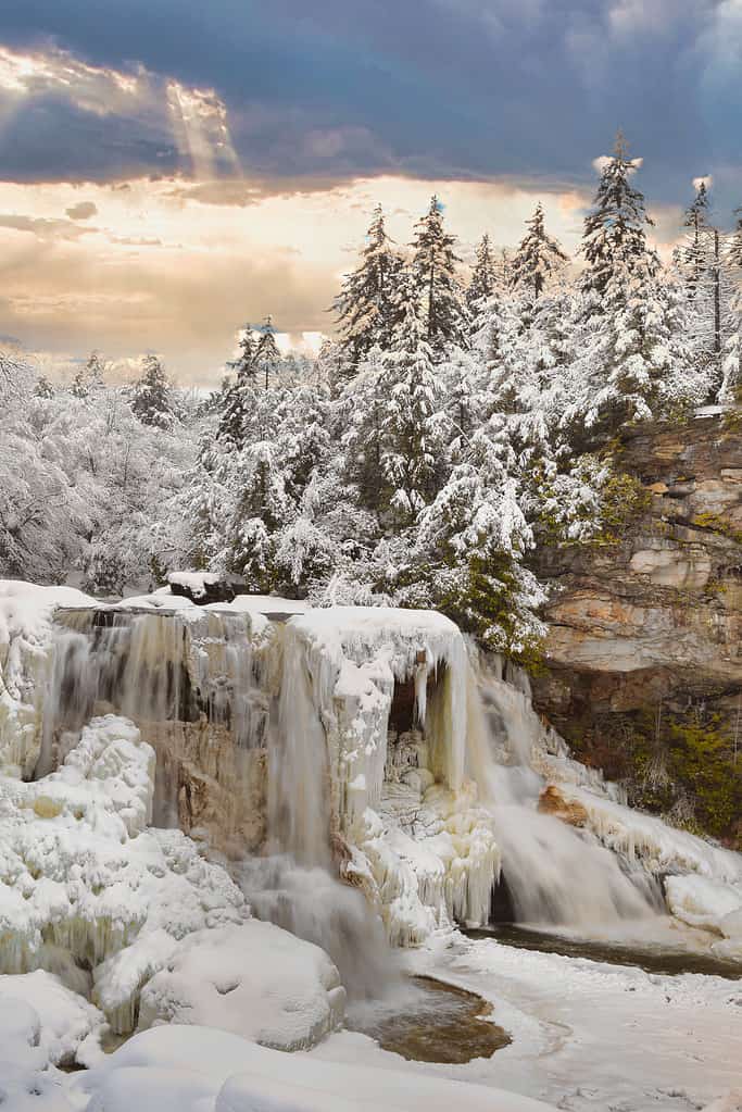 Cascate ghiacciate di Blackwater a Davis, West Virginia