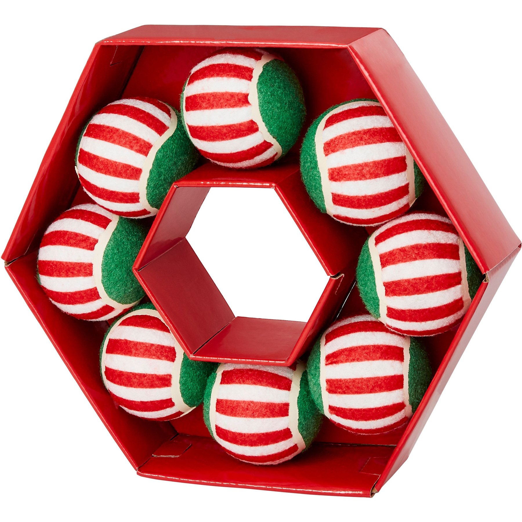Frisco Holiday Wreath Fetch Squeaky Tennis Ball Giocattolo per cani, medio, 8 pezzi