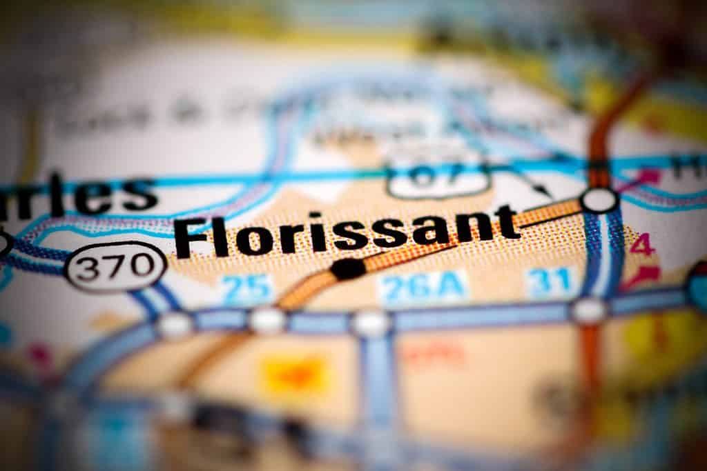 Florissant.  Missouri.  Gli Stati Uniti su una mappa geografica