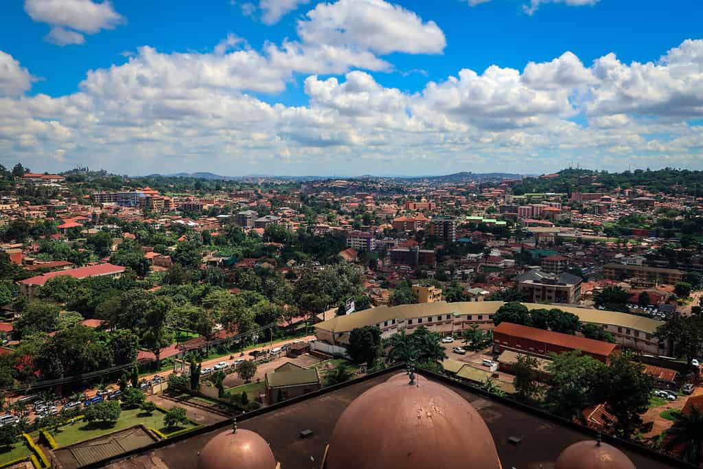 Vista panoramica della città di Kampala dalla Moschea di Gheddafi, Uganda