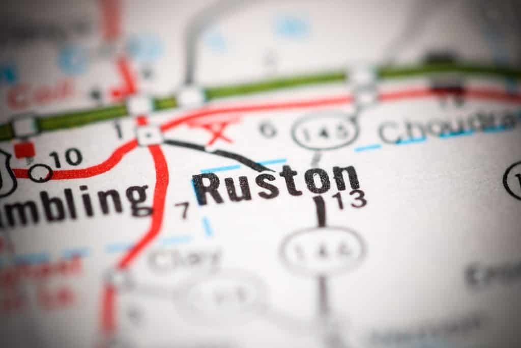 Ruston.  Louisiana.  Gli Stati Uniti su una mappa geografica