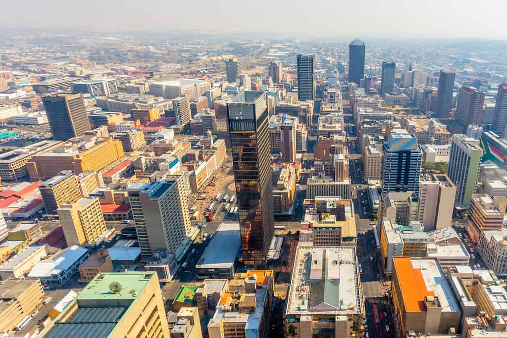 Distretto centrale degli affari del panorama della città di Johannesburg, Sud Africa