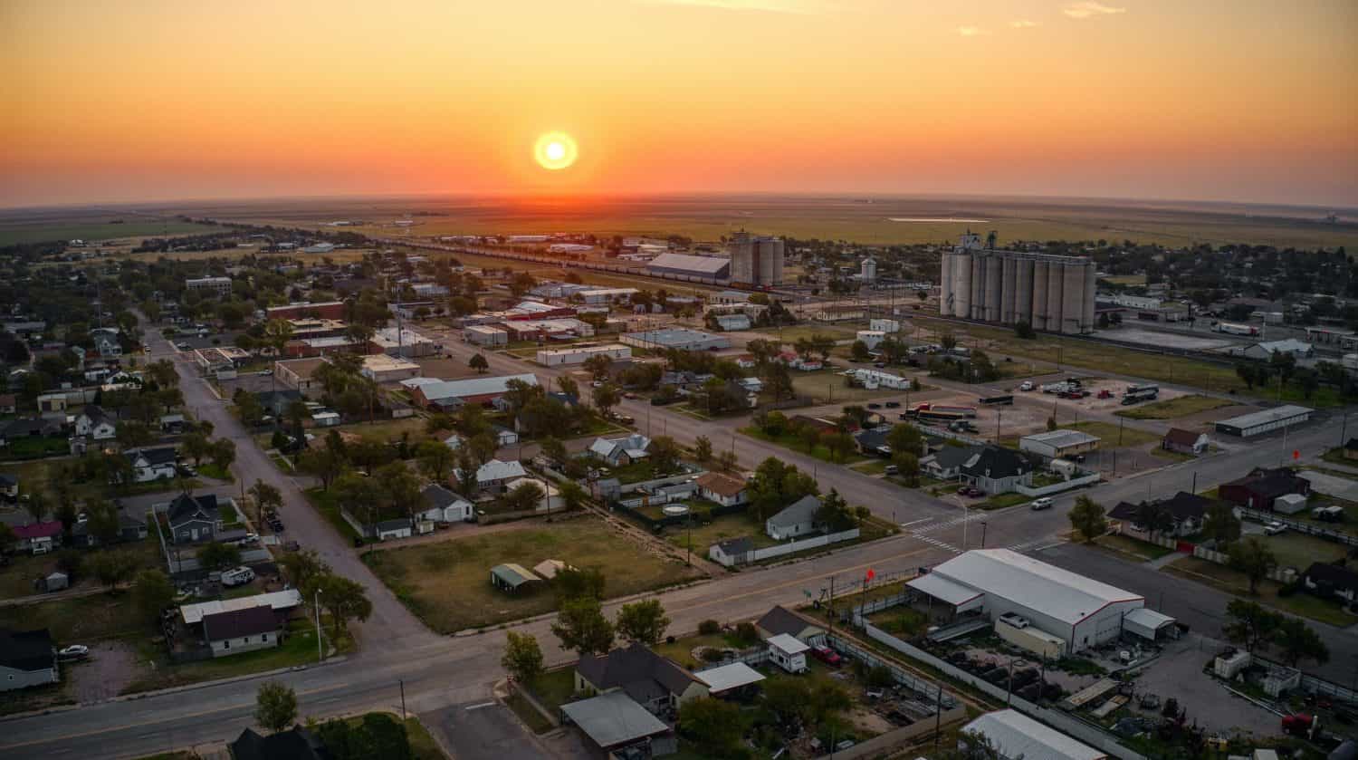 Veduta aerea dell'alba a Stratford, Texas