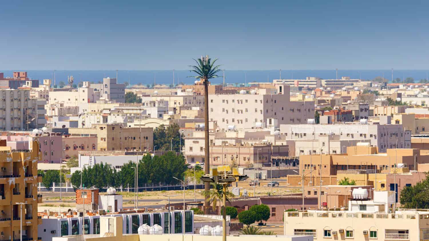 Vista panoramica e aerea di Yanbu, Arabia Saudita, durante il giorno