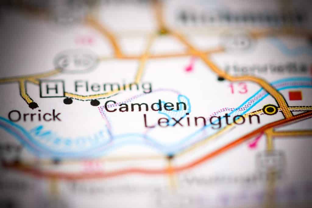 Camden.  Missouri.  Gli Stati Uniti su una mappa geografica