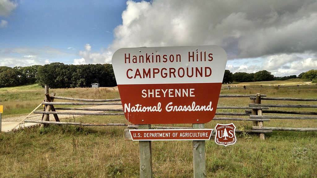 Hankinson Hills campeggio segno, Sheyenne National Grassland, North Dakota