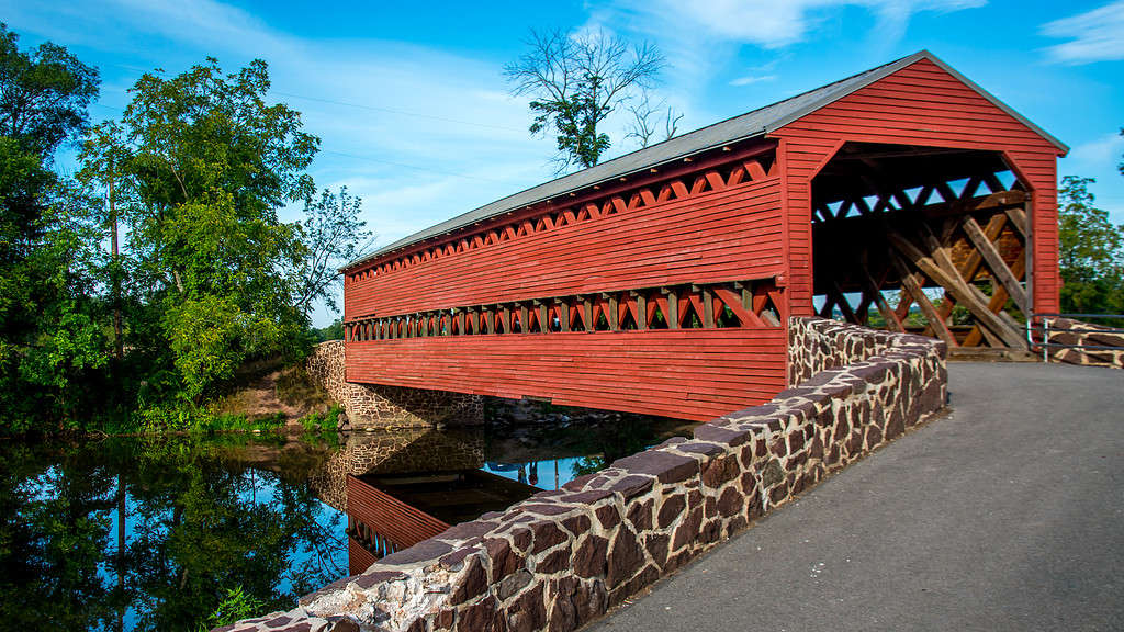 Il ponte Sachs attraversa Marsh Creek tra Cumberland e Freedom Townships in Pennsylvania.