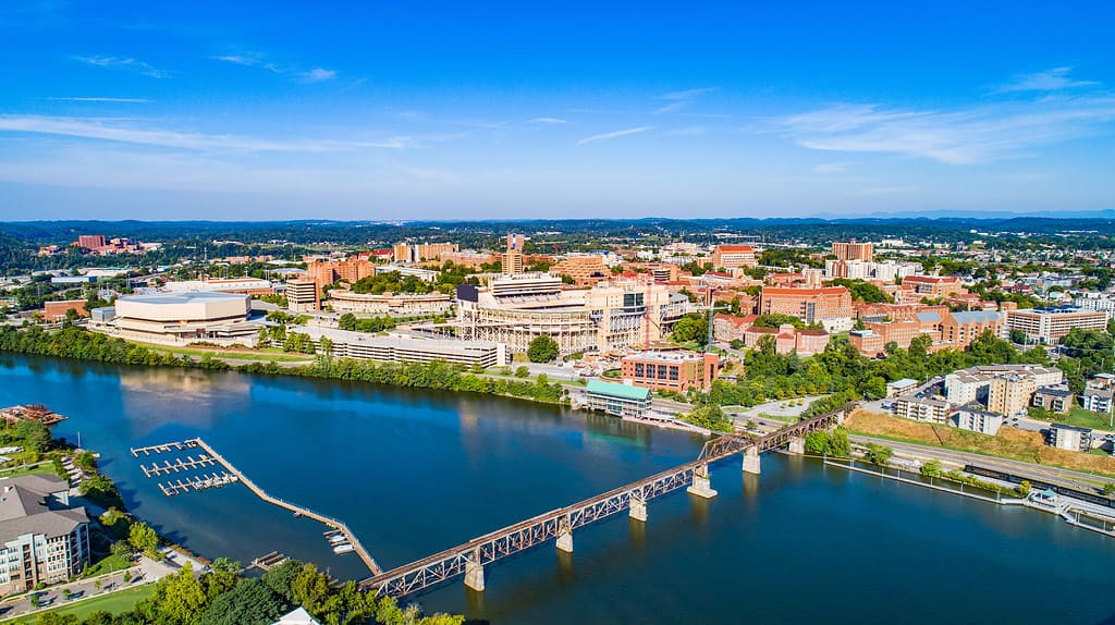 Antenna dell'orizzonte del drone del centro di Knoxville Tennessee