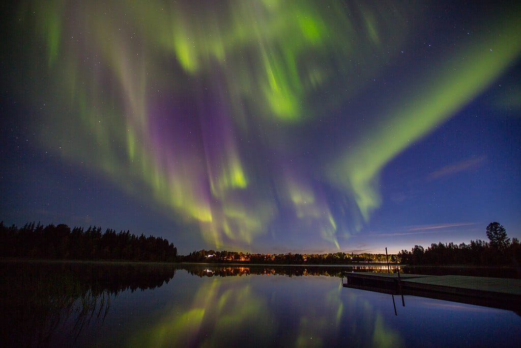 Aurora boreale a Kiruna, Lapponia, Svezia