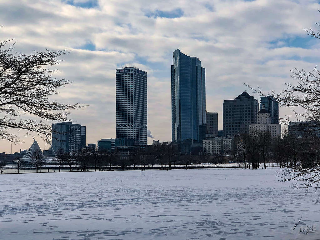 Grattacieli nel centro di Milwaukee, Wisconsin