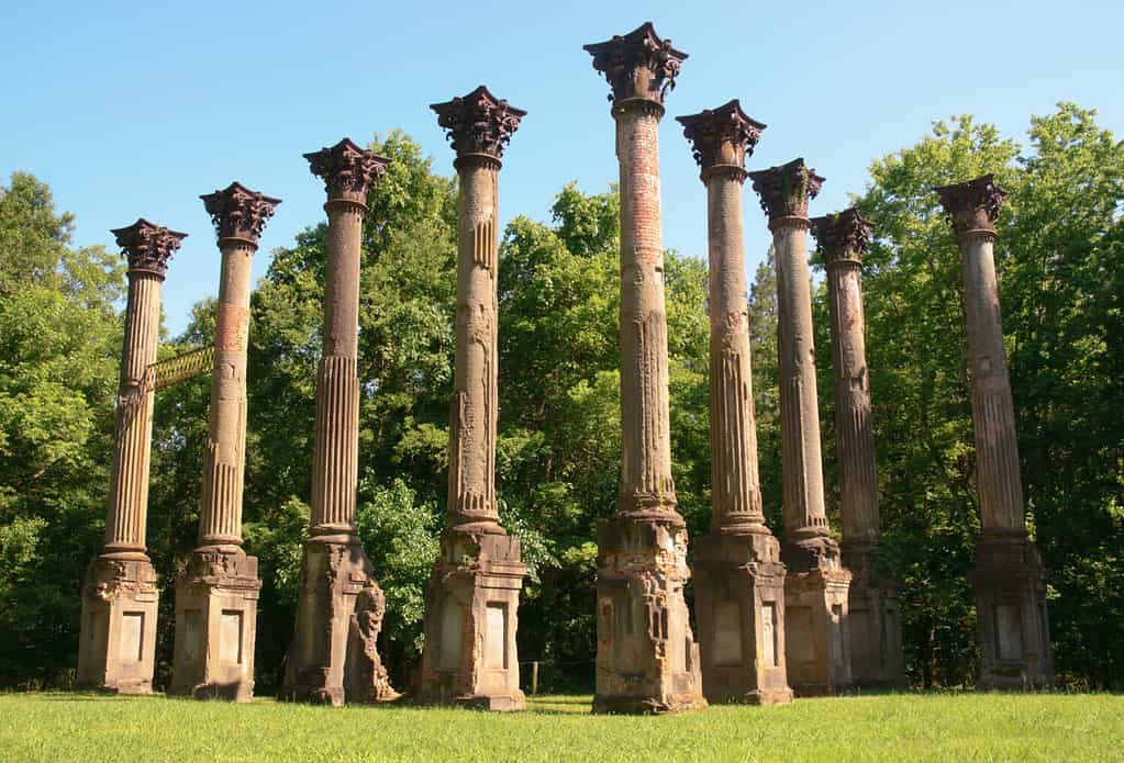 Le rovine della Windsor Plantation, la casa più grande nella storia del Mississippi.