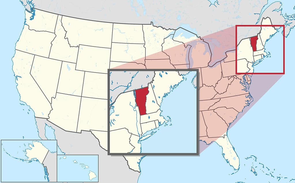 Vermont sulla mappa degli Stati Uniti