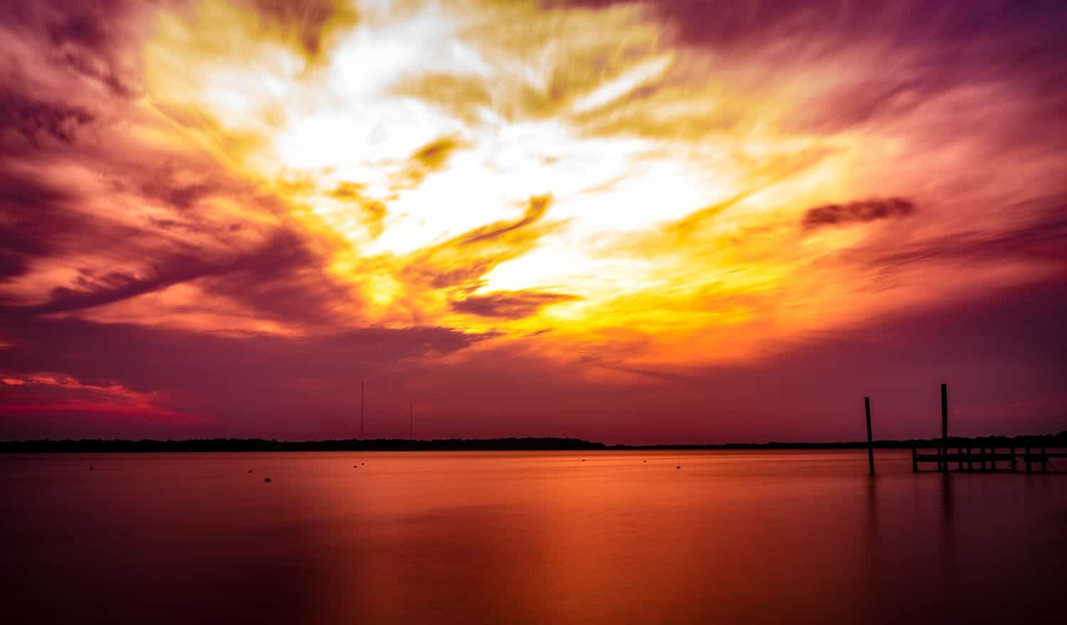 Tramonto al ponte New Bern Carolina del Nord