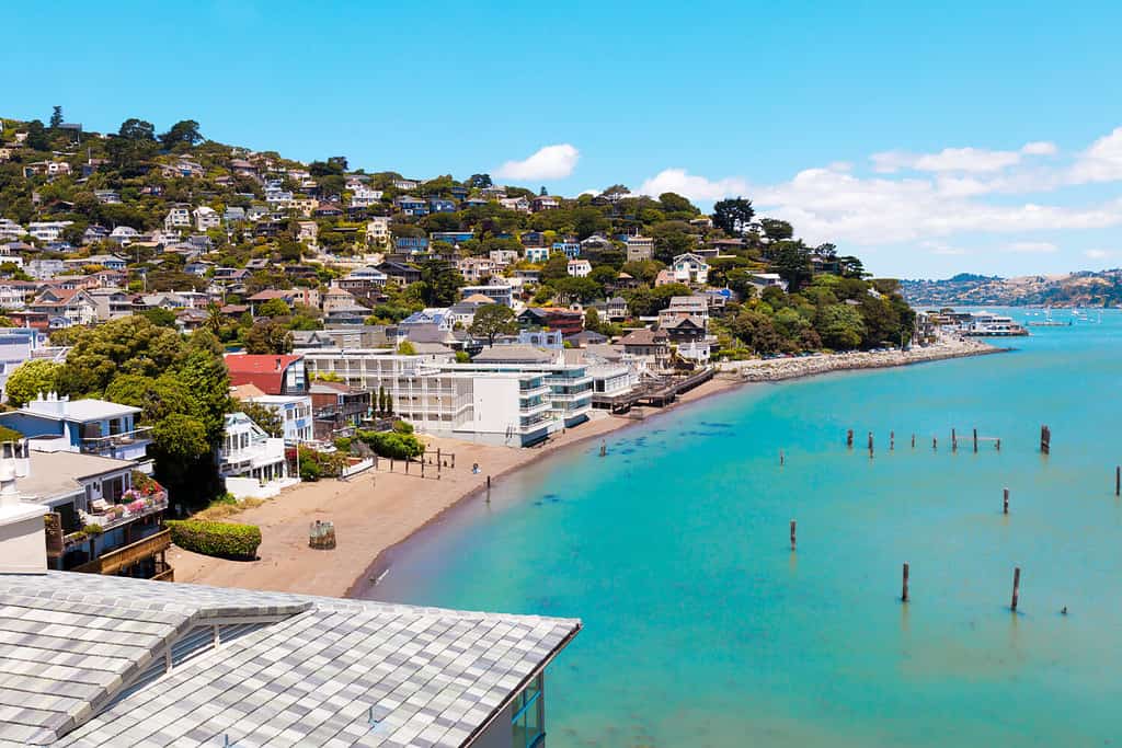 Sausalito, case sul lungomare della California sulla baia di San Francisco