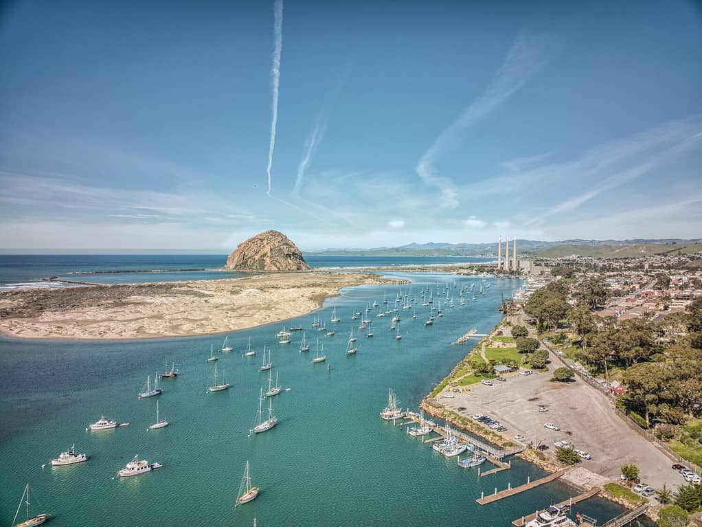 Veduta aerea di Morro Bay nella California centrale