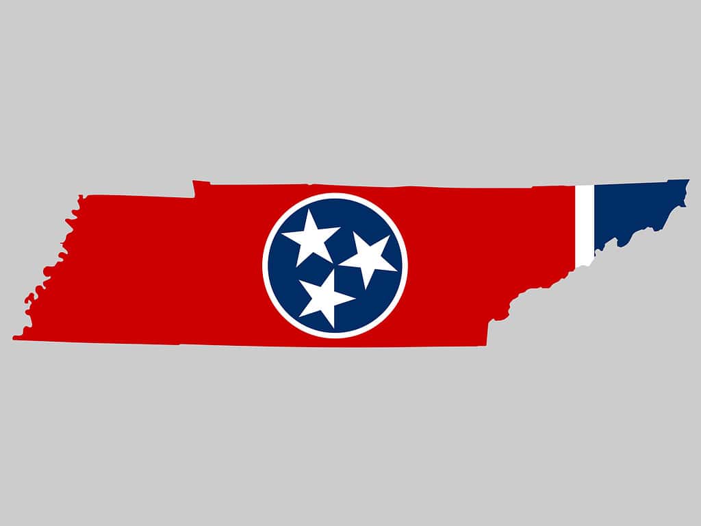 Illustrazione vettoriale di bandiera della mappa del Tennessee Eps 10