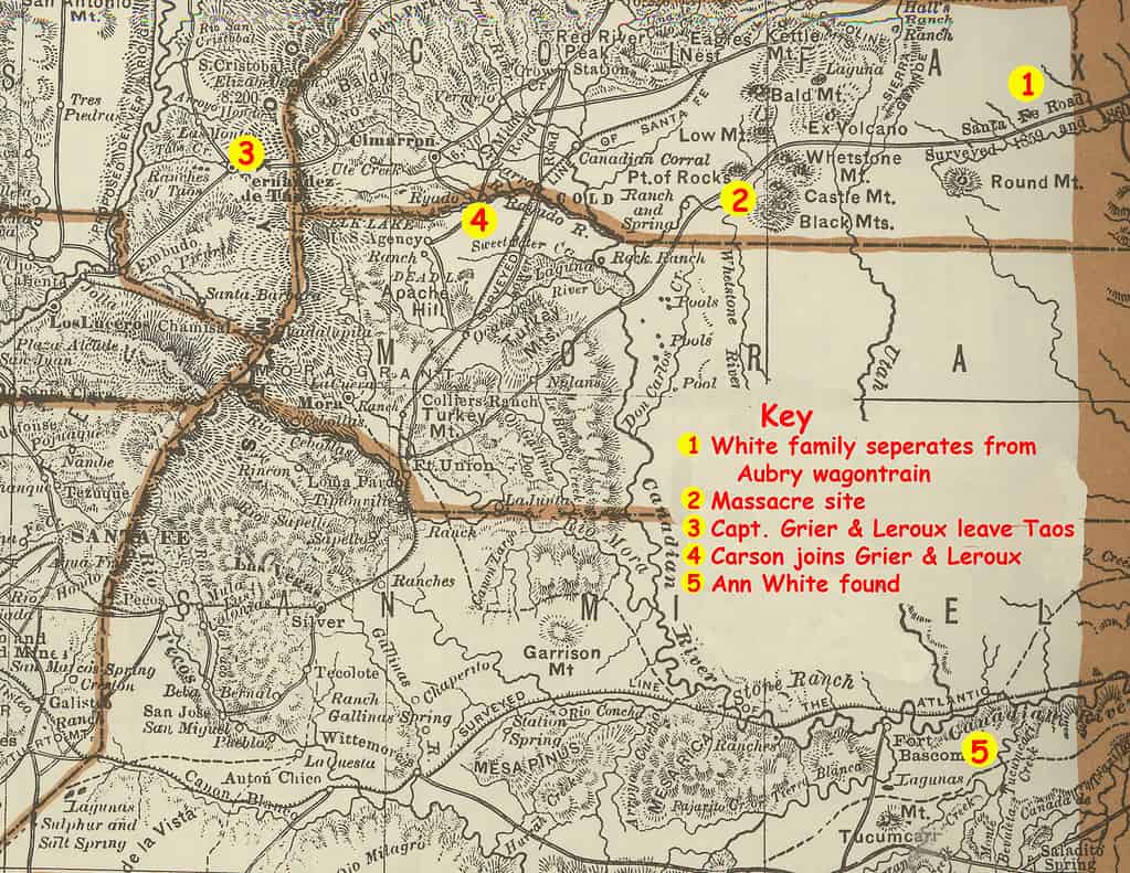 Immagine basata su una mappa del 1876 del massacro di White.