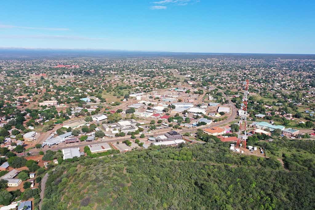 Distretto centrale degli affari a Serowe, Botswana, nel distretto centrale