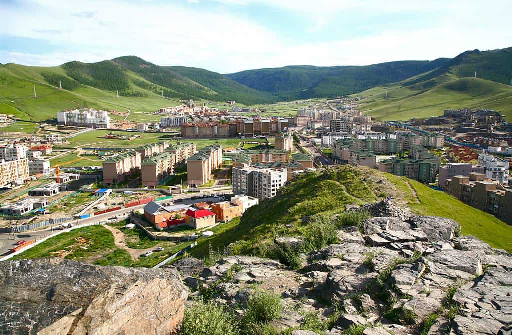 La vista panoramica dell'intera città di Ulan Bator, Mongolia