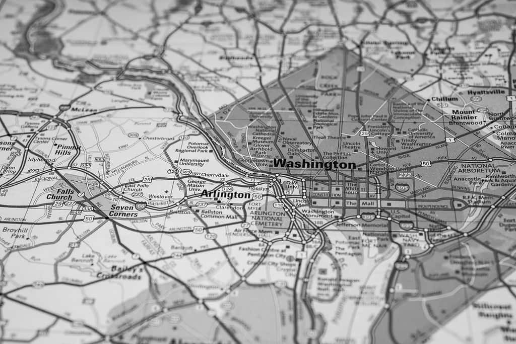 Sfondo della mappa di viaggio di Washington DC USA