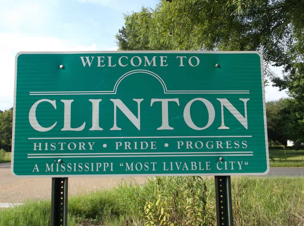 Segno di benvenuto di Clinton Mississippi