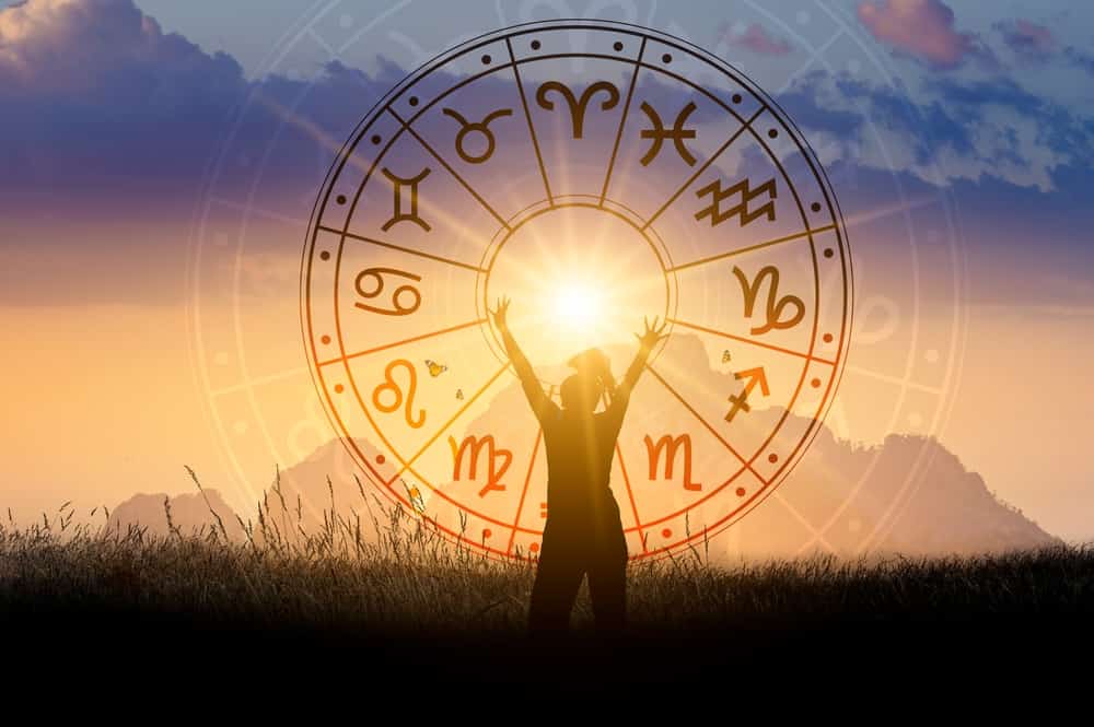 Segni zodiacali all'interno del concetto di astrologia e oroscopo del cerchio dell'oroscopo