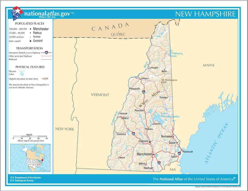 Mappa del New Hampshire