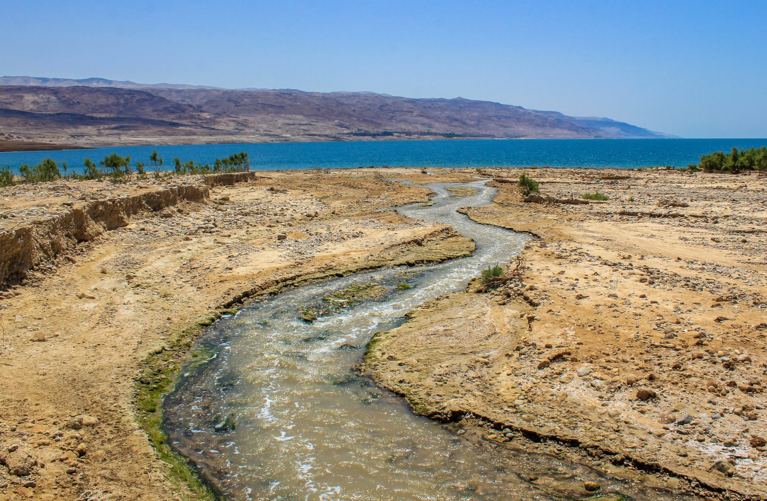 Mar Morto, fiume Giordano che sfocia nel Mar Morto