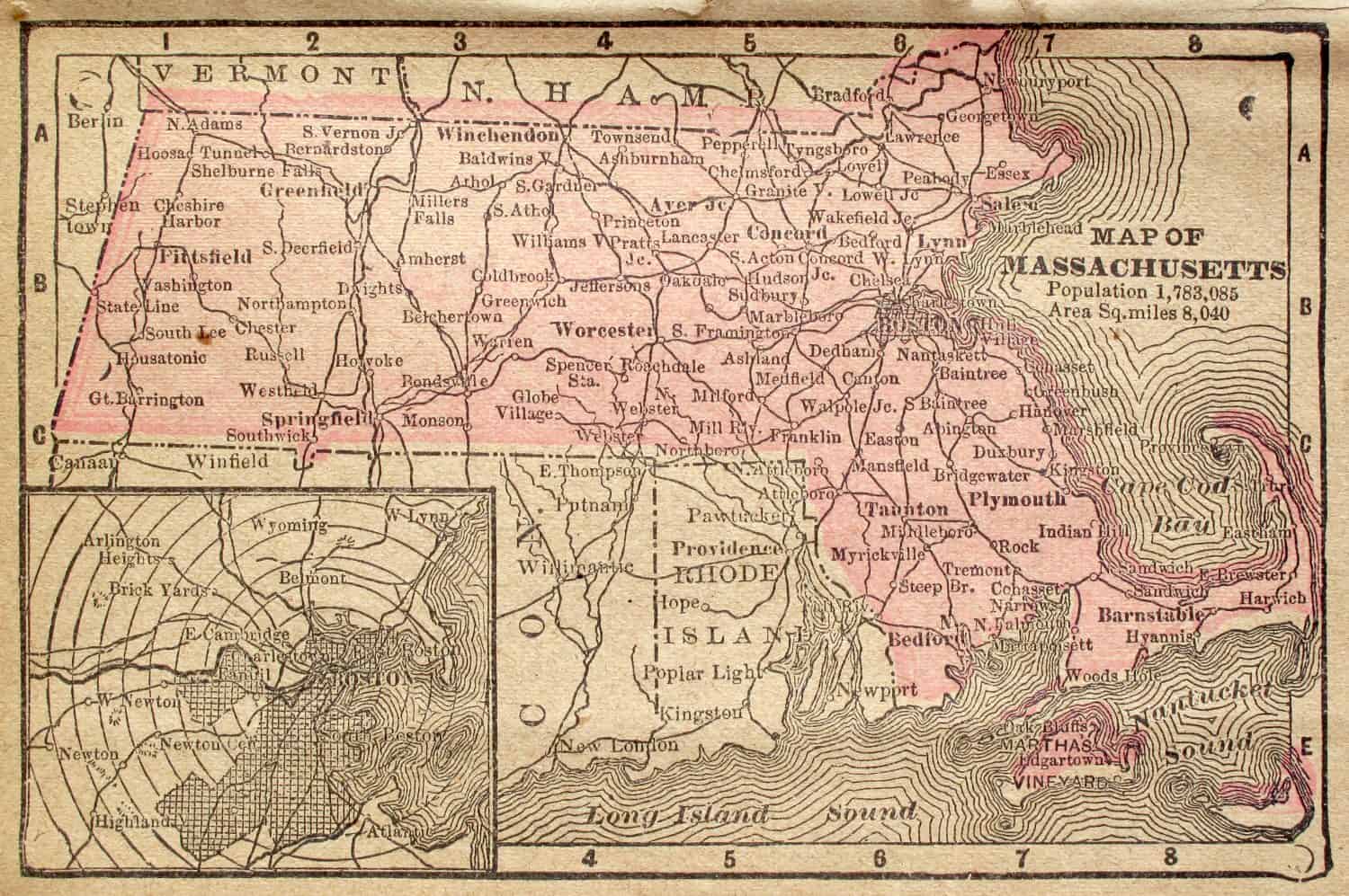 Massachusetts, circa 1880. Guarda l'intera raccolta di mappe: http://www.shutterstock.com/sets/22217-maps.html?rid=70583