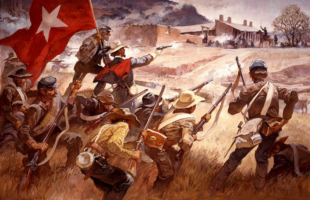 Dipinto della Battaglia del Passo Glorieta - Pigeon's Ranch di Roy Andersen, 1986.