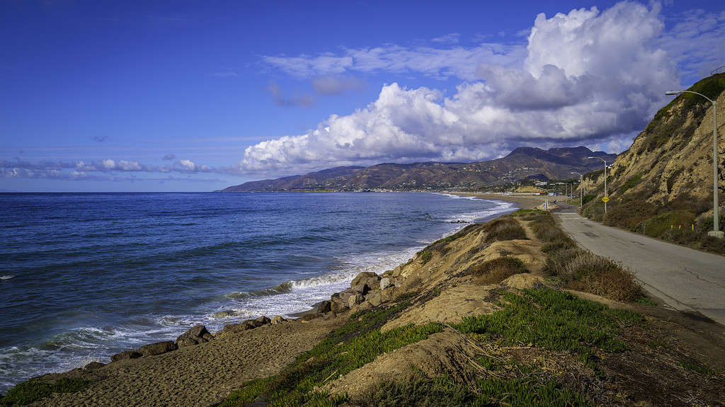 Vista sul mare panoramica di Zuma Beach, Malibu, California