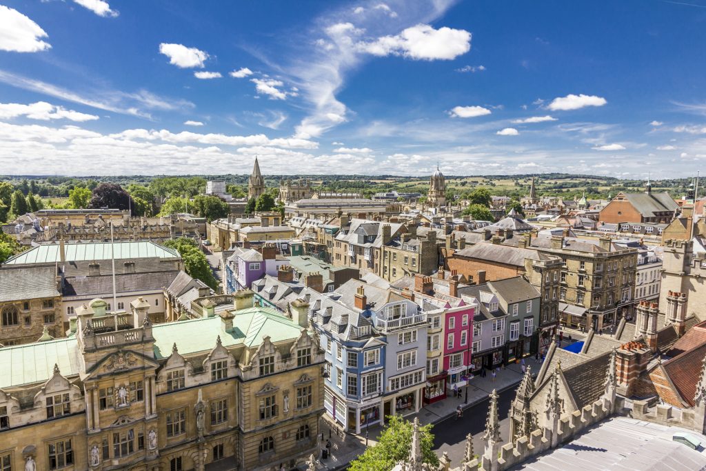 Vista aerea dei tetti a Oxford, Inghilterra