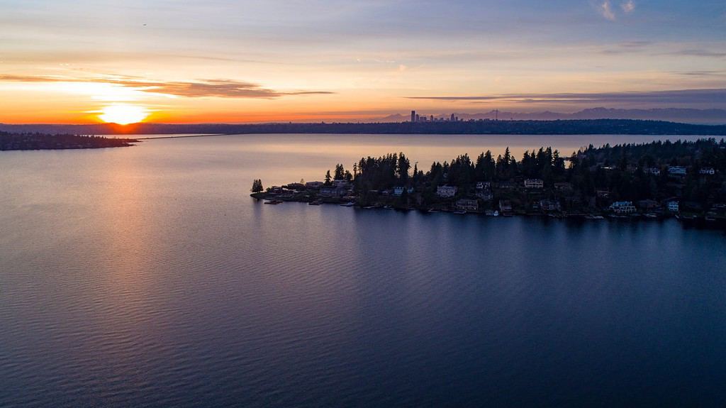 Lago Washington Tramonto King County Da Bellevue a Seattle
