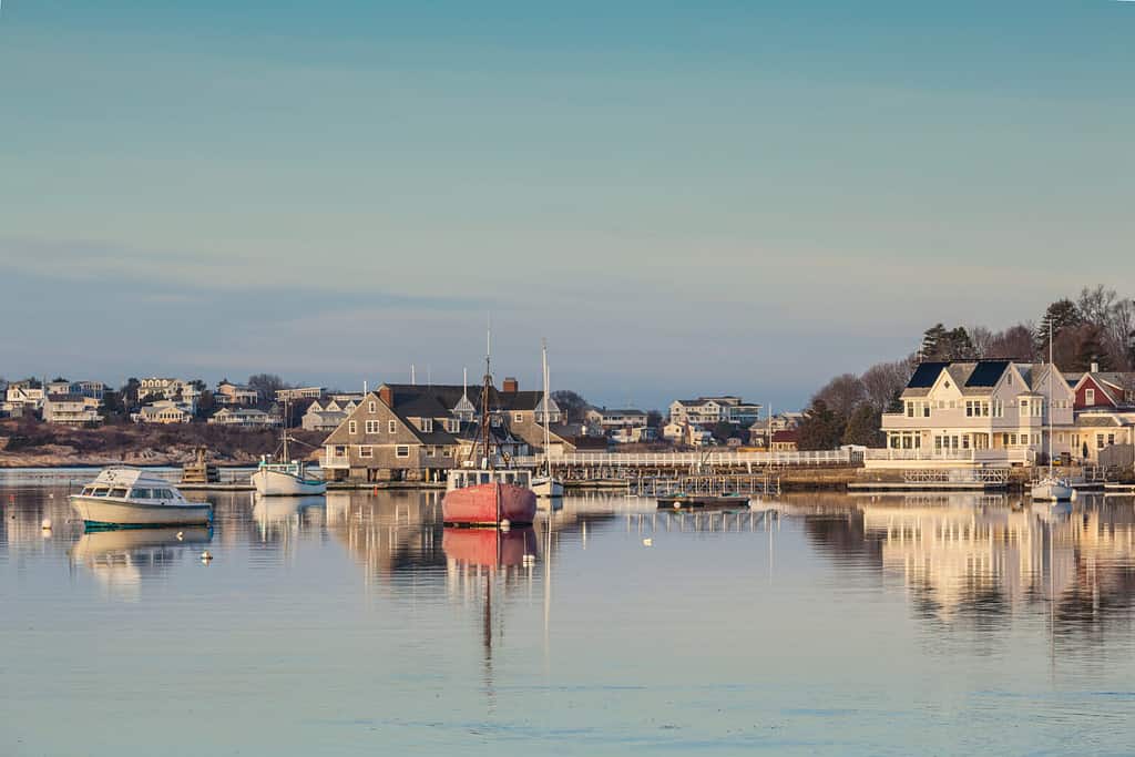 Stati Uniti, Massachusetts, Cape Ann, Gloucester.  Annisquam Harbour inverno.