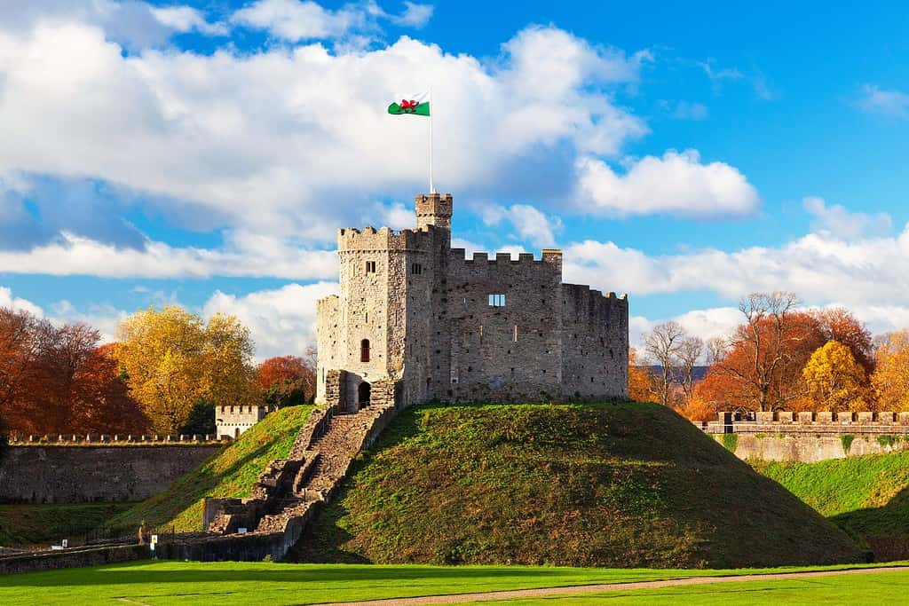 Norman Keep, Castello di Cardiff, Autunno, Cardiff, Galles, Regno Unito