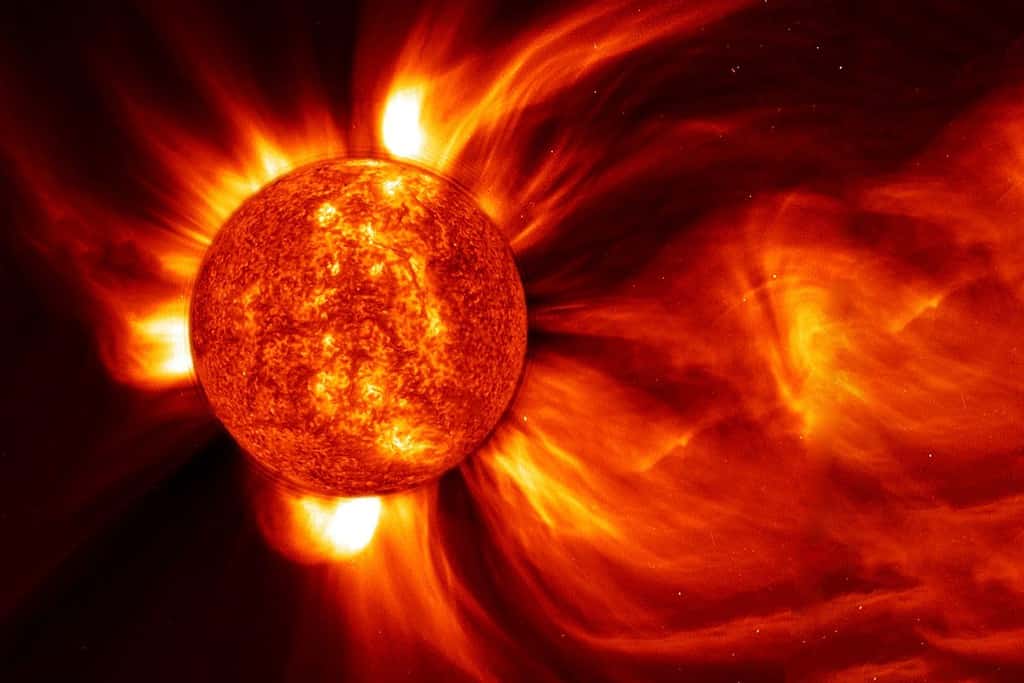 Lampi, tempeste sul sole.  Elementi di questa immagine forniti dalla NASA.  Foto di alta qualità