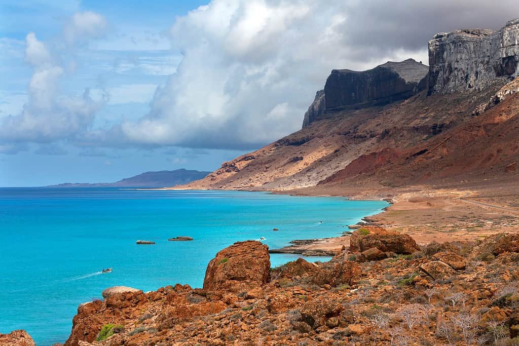 Vista sul mare, spiaggia, Mar Arabico, Oceano Indiano, isola di Socotra, Yemen