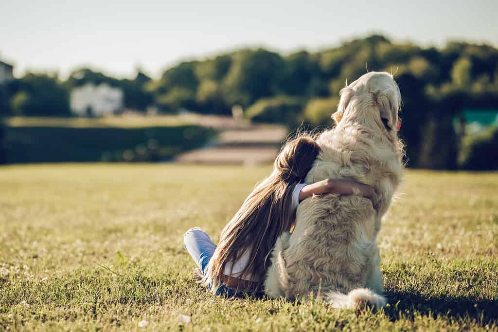 Bambina carina con il cane