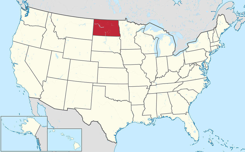 Il Nord Dakota sulla mappa degli Stati Uniti