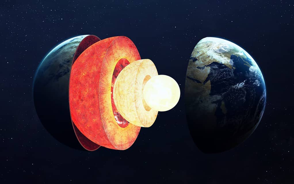 Struttura del nucleo terrestre.  Elementi di questa immagine forniti dalla NASA