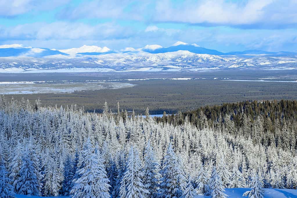 Una vista West Yellowstone, Montana in inverno