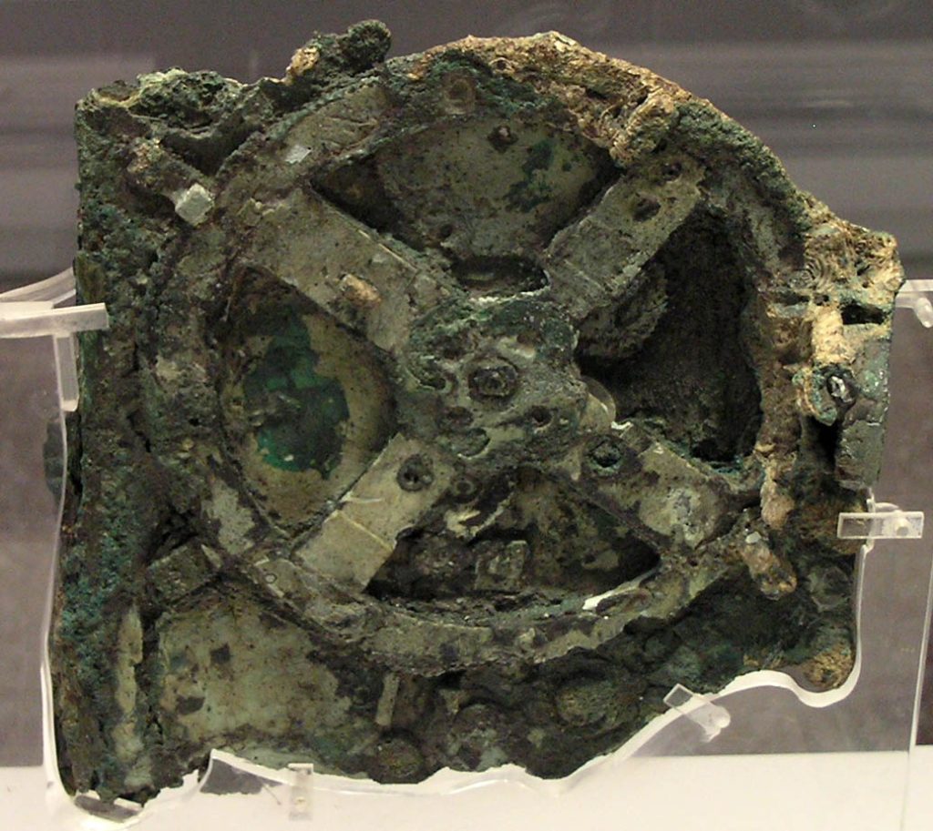 Un frammento (frammento A) del meccanismo di Anticitera.