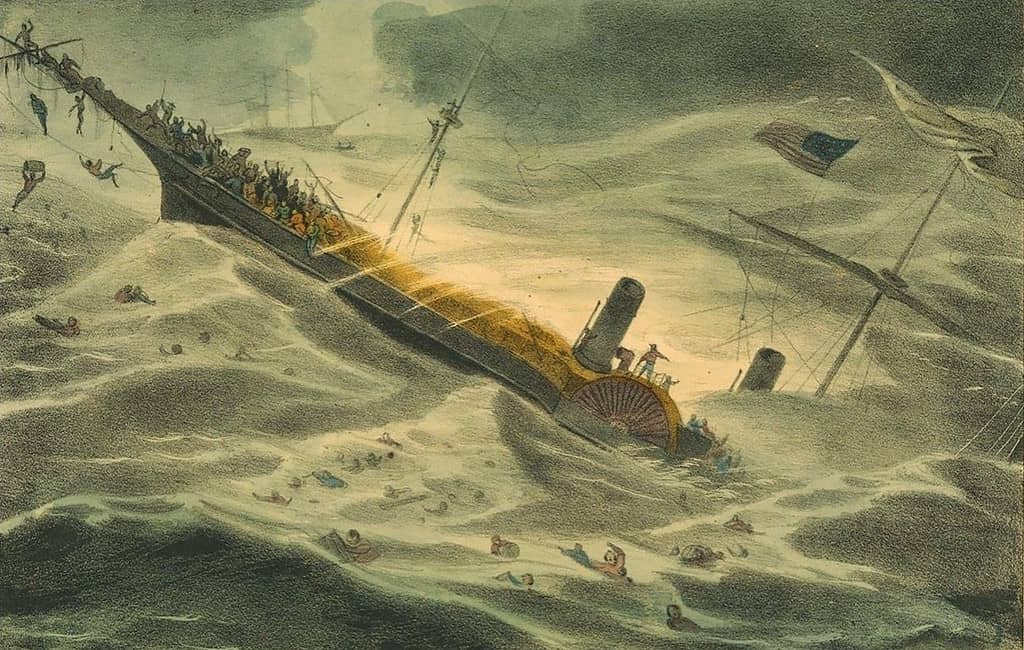 Una rappresentazione dell'affondamento della SS America Centrale