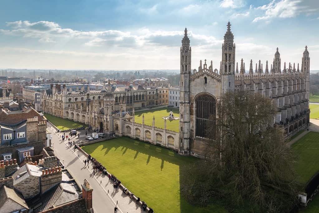 Vista dall'alto dell'Università di Cambridge