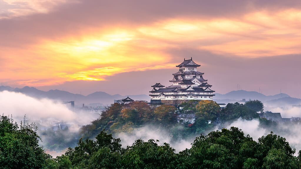 Il castello dell'egretta bianca è il soprannome del castello di Himeji, il grande castello di Hyogo, in Giappone.