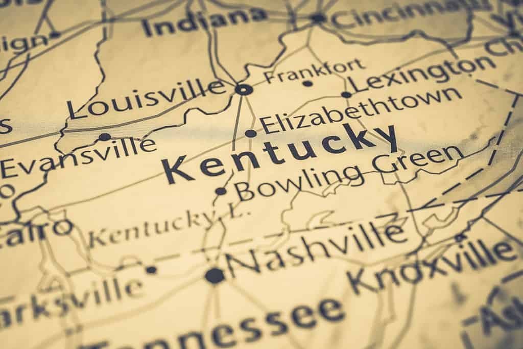 Kentucky sulla mappa degli Stati Uniti