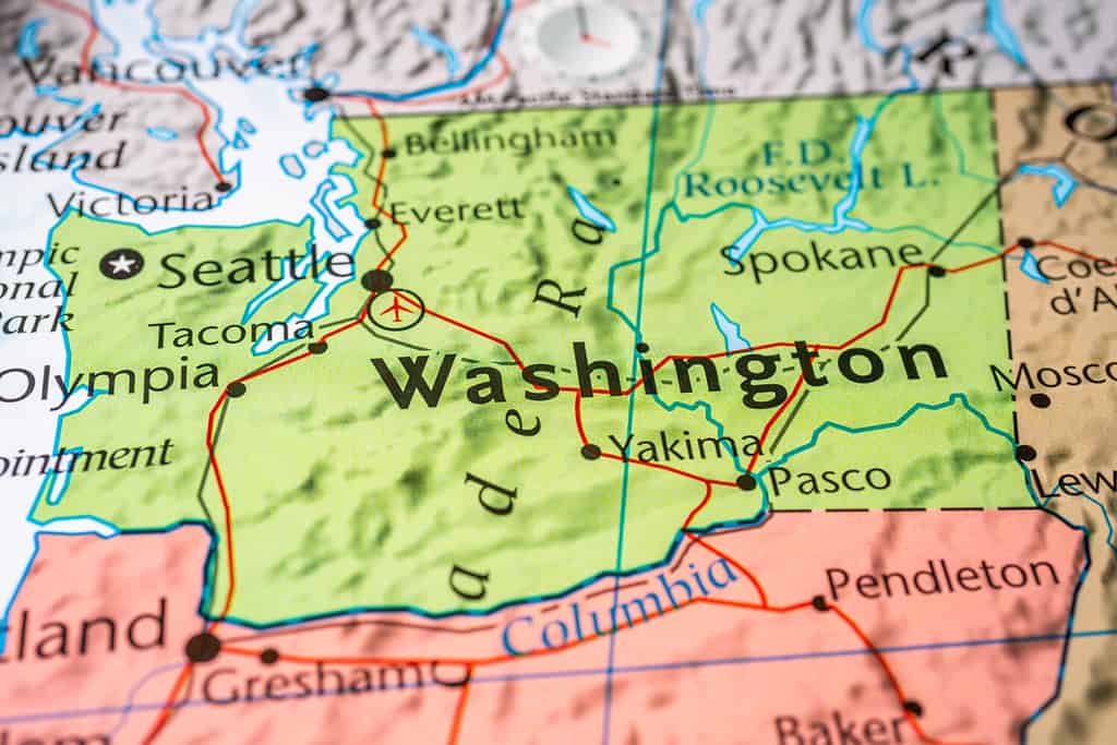 Washington sulla mappa degli Stati Uniti